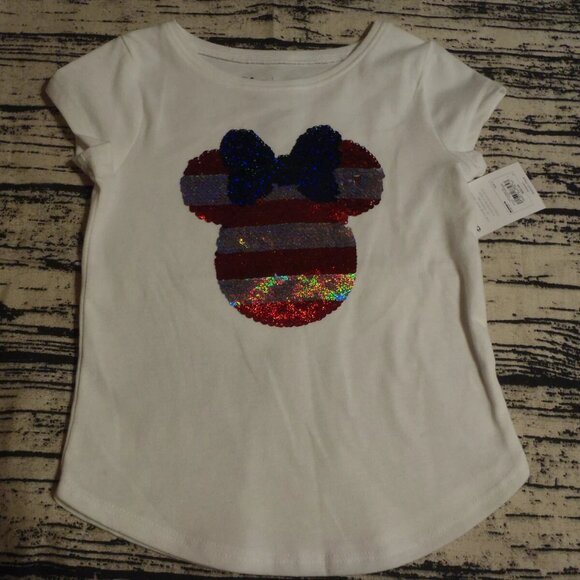 Disney Jumping Beans Size 5 Minnie Mouse Sequin Graphic Shirt NWT - Picture 1 of 5